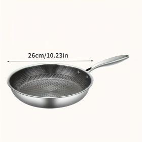 1PC Household Kitchen Honeycomb Stainless Steel Non Stick Frying Pan,Easy To Clean, Suitable For Frying Steak, Fish, And Eggs,Suitable For All Stoves