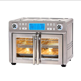 Emeril Lagasse Extra Large French Door Air Fryer Toaster Oven Combo, 24 Cooking Functions And Digital Controls, 7 Accessories Included, Stainless (Option: default)